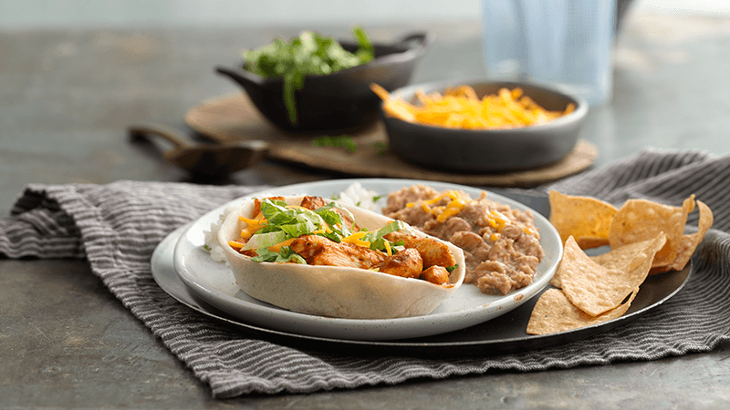 tacos with nachos & beans