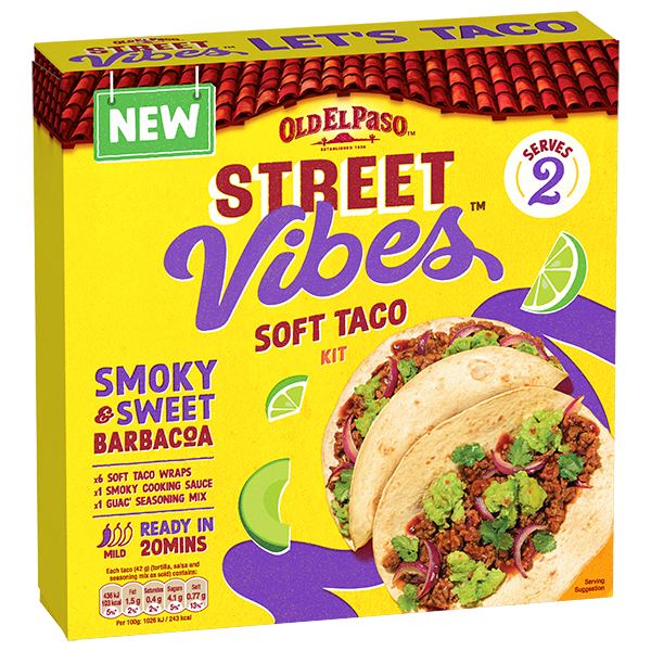 A pack of Old El Paso Street Vibes Barbacoa Soft Taco Kit 255g