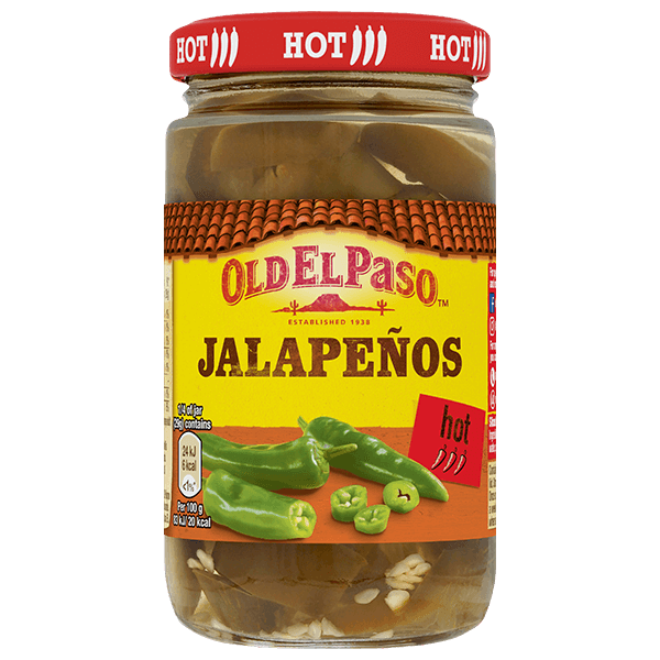 glass jar of Old El Paso's sliced green jalapeños (215g)